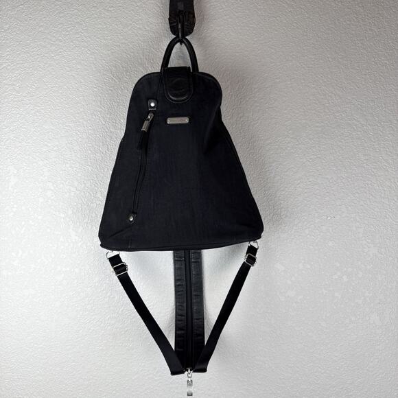 Baggallini Metro Backpack Sling Bag Purse Black Nylon RFID Protection Travel - Picture 1 of 8